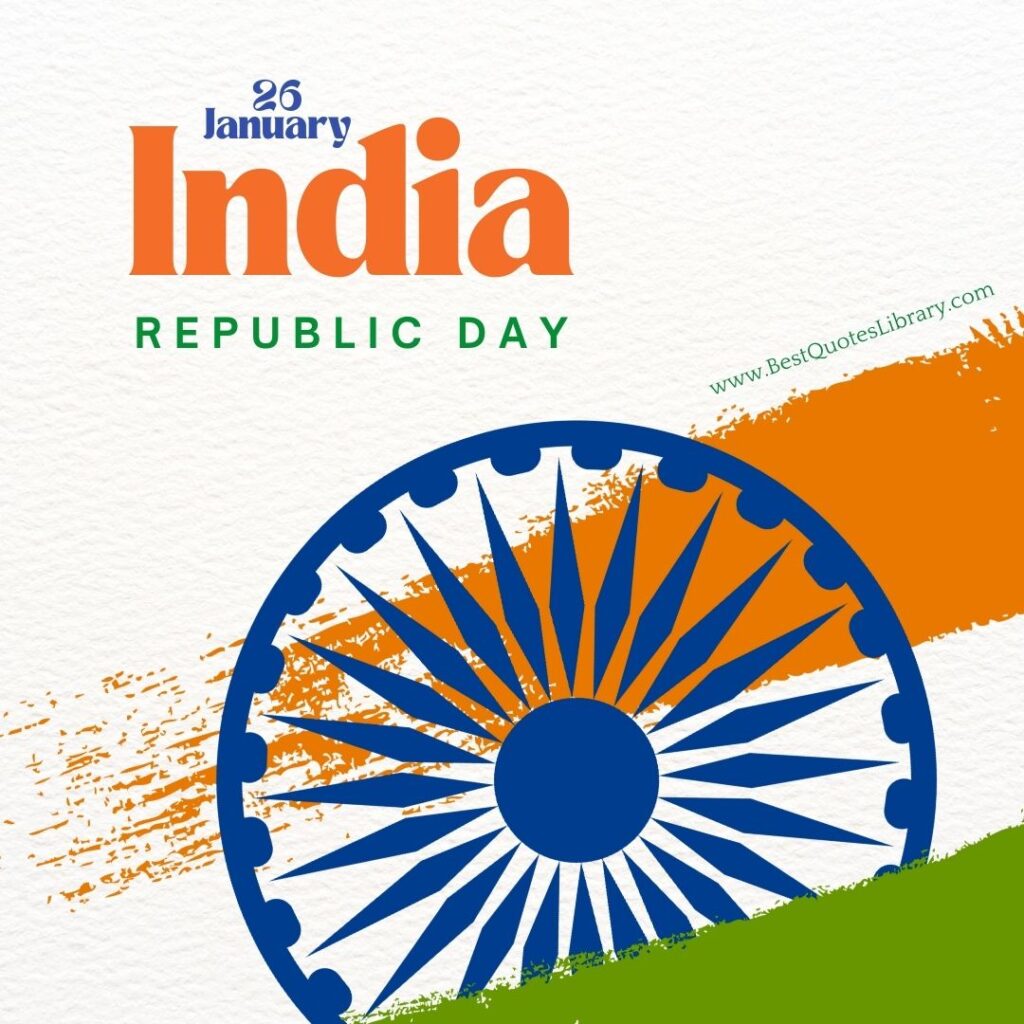 26th January republic day of India with Ashoka chakra and India flag