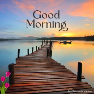 a beautiful wooden bridge in morning sun