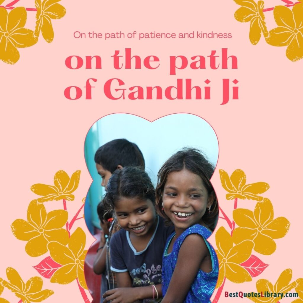 On the path of Gandhiji two happy girls laughing on the path of patience and kindness the thoughts of Mahatma Gandhi