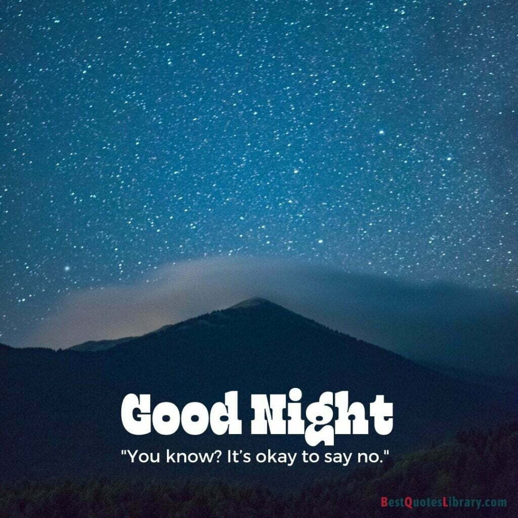 Good night quote in English with starry skyGood night quote in English with starry sky