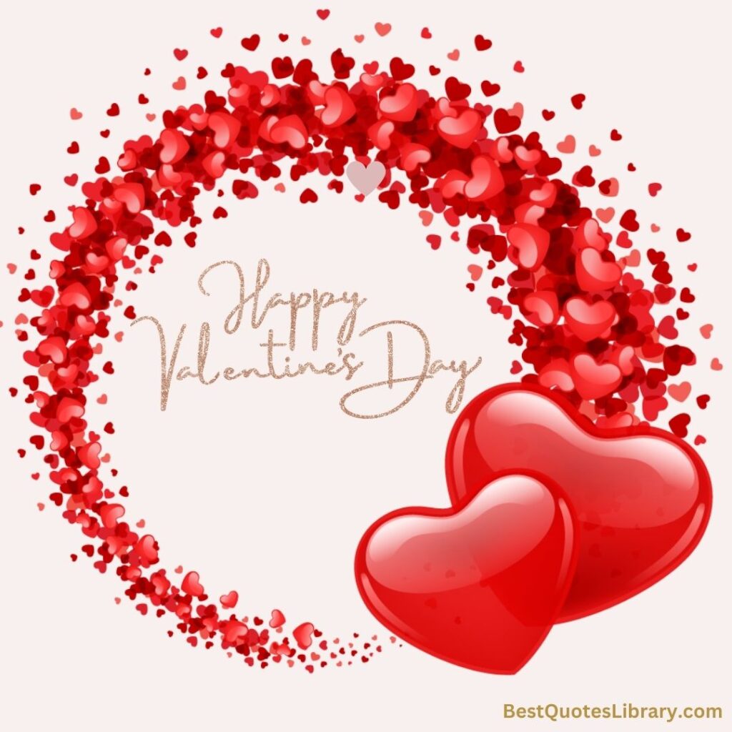 Happy Valentines day with heart surrounded the circle